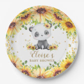 Panda Beer Zonnebloemen Baby shower Verjaardagsfee Papieren Bordje (Voorkant)