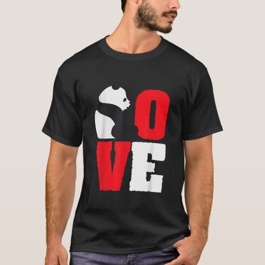 Panda Beer Zwart-Witte Panda Liefde T-shirt (Voorkant)