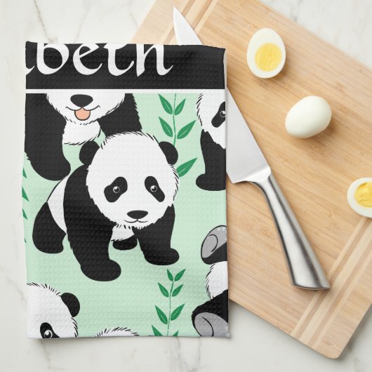 Panda Beren Afbeelding personaliseren Theedoek (Quarter Fold)