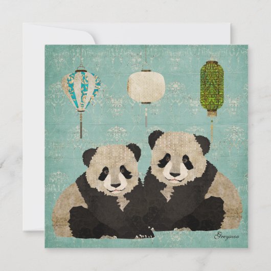 Panda Beren Baby Uitnodiging (Achterkant)