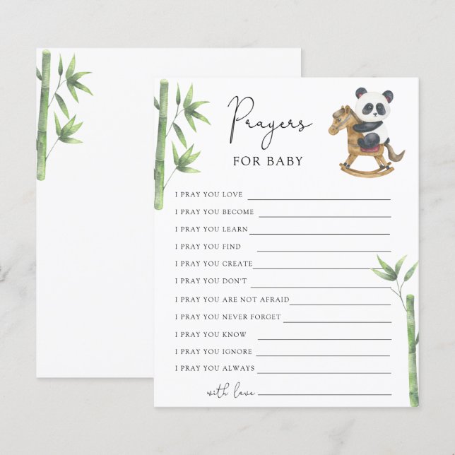 Panda beren babyshower Gebeden voor baby (Voorkant / Achterkant)