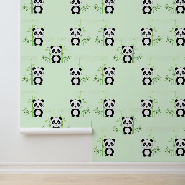 Panda Beren & Bamboe Design Behang (Applicatie)