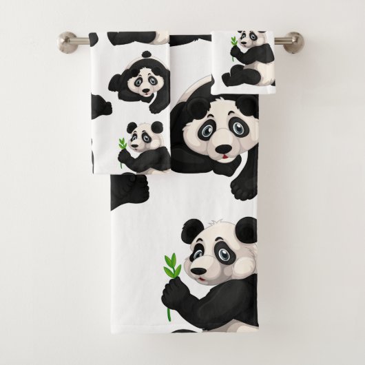 Panda Beren Bathroom Towel Set Bad Handdoek (Insitu)