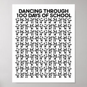 Panda Beren dansen door 100 dagen van school Kind Poster