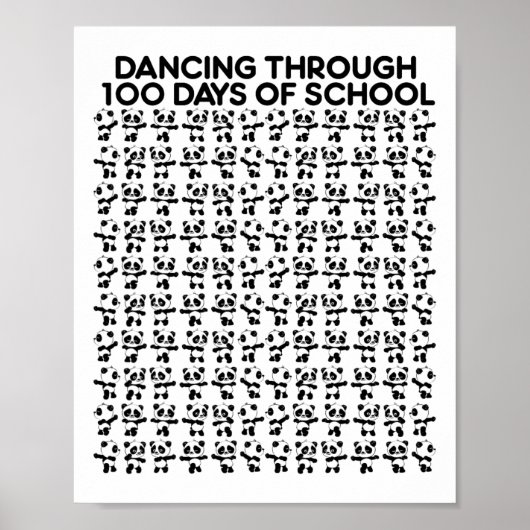 Panda Beren dansen door 100 dagen van school Kind Poster (Voorkant)