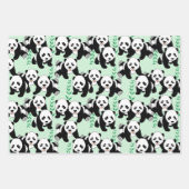 Panda-Beren die papierbladen overladen Inpakpapier Vel (Voorkant 3)