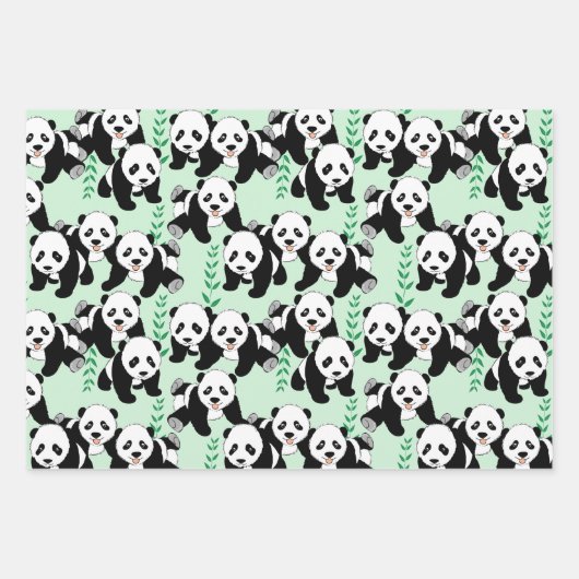 Panda-Beren die papierbladen overladen Inpakpapier Vel (Voorkant 2)