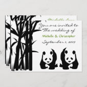 Panda Beren en Bamboe bruiloft uitnodiging (Voorkant / Achterkant)