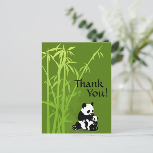 Panda Beren en bamboe Dank u Briefkaart (Staand voorkant)