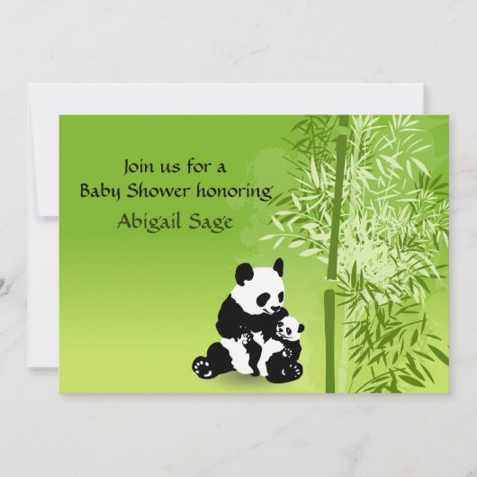 Panda Beren en Bamboe Neutraal Baby shower Uitnodi Kaart (Voorkant)