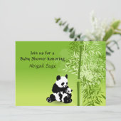 Panda Beren en Bamboe Neutraal Baby shower Uitnodi Kaart (Staand voorkant)