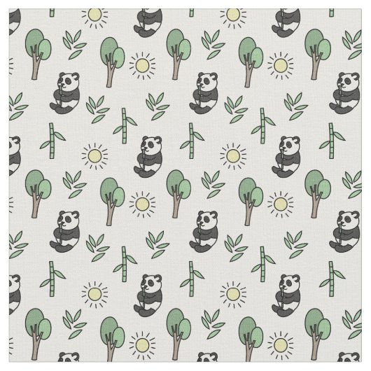 Panda-Beren en Bamboe-patroon Stof (Close Up)