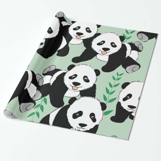 Panda Beren Grafisch Cadeaupapier (Uitgerold)