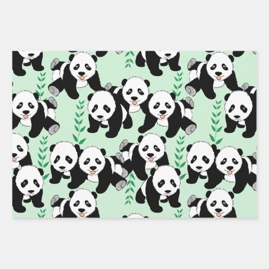 Panda Beren Grafisch Inpakpapier Vel (Voorkant)