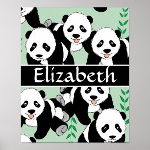 Panda Beren Grafisch om zich aan te passen Poster