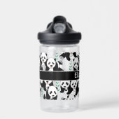 Panda Beren Grafisch Patroon aan Gepersonaliseerd Waterfles (Voorkant)