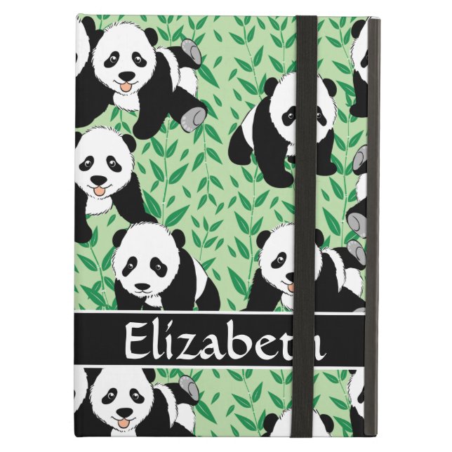 Panda Beren Grafisch Patroon aan Personaliseer iPad Air Hoesje (Voorkant Gesloten)