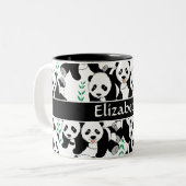 Panda Beren Grafisch Patroon aan Personaliseer Tweekleurige Koffiemok (Voorkant links)