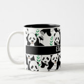 Panda Beren Grafisch Patroon aan Personaliseer Tweekleurige Koffiemok (Links)