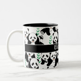 Panda Beren Grafisch Patroon aan Personaliseer Tweekleurige Koffiemok