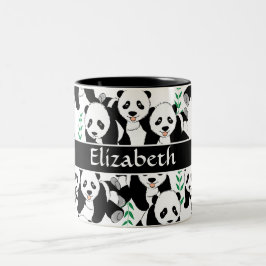 Panda Beren Grafisch Patroon aan Personaliseer Tweekleurige Koffiemok