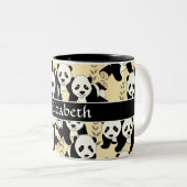 Panda Beren Grafisch Patroon Personaliseren Tweekleurige Koffiemok (Voorkant rechts)