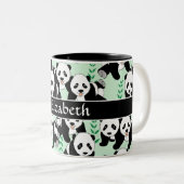 Panda Beren Grafisch Patroon Personaliseren Tweekleurige Koffiemok (Voorkant rechts)