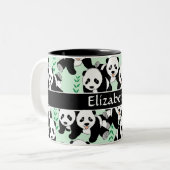 Panda Beren Grafisch Patroon Personaliseren Tweekleurige Koffiemok (Voorkant links)