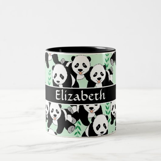 Panda Beren Grafisch Patroon Personaliseren Tweekleurige Koffiemok (Center)