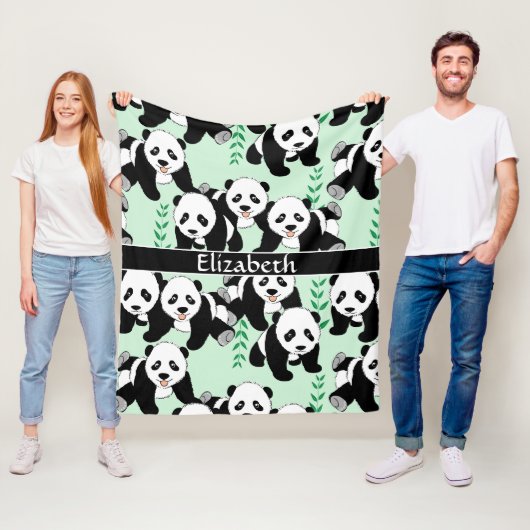 Panda Beren Grafisch personaliseren Groter Fleece Deken (In situ)