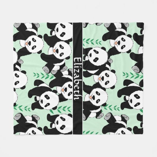 Panda Beren Grafisch personaliseren Groter Fleece Deken (Voorkant (Horizontaal))
