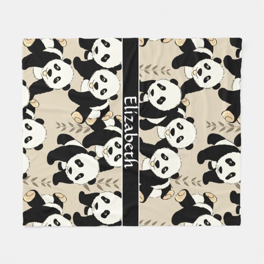 Panda Beren Grafisch personaliseren Groter Fleece Deken (Voorkant (Horizontaal))