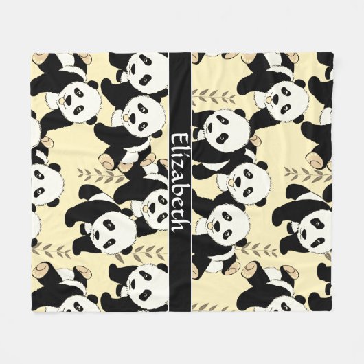 Panda Beren Grafisch personaliseren Groter Fleece Deken (Voorkant (Horizontaal))