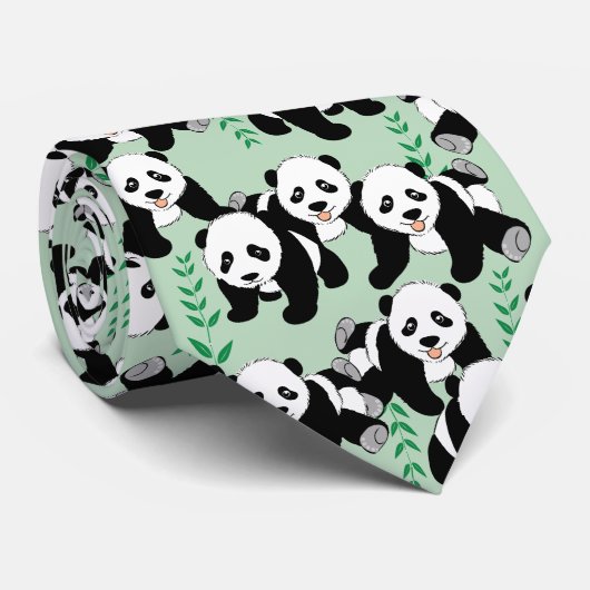 Panda Beren Grafisch Stropdas (Opgerold)