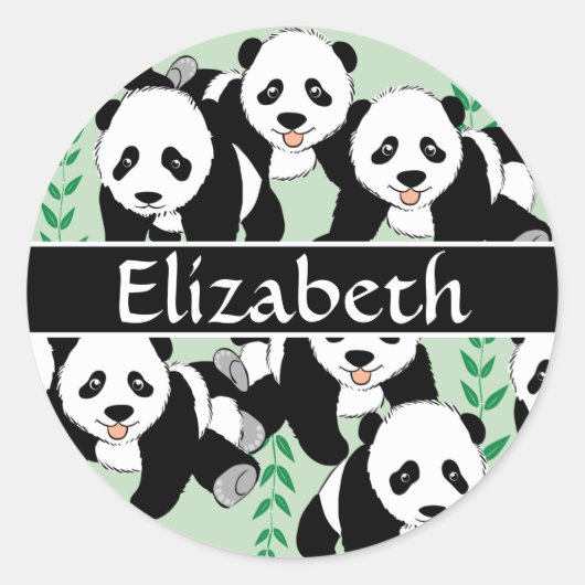 Panda Beren Graphic gepersonaliseerd Ronde Sticker (Voorkant)
