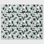 Panda Beren Groen Bamboe Wit Patroon Cadeaupapier (Vlak)