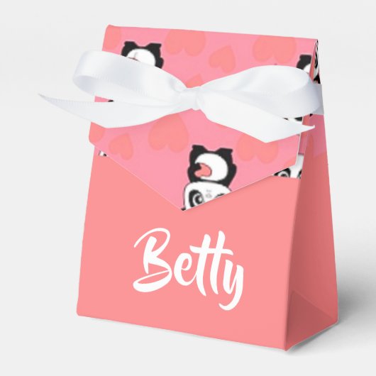 Panda beren houden van roze motief bedankdoosjes (Voorkant Zijde)
