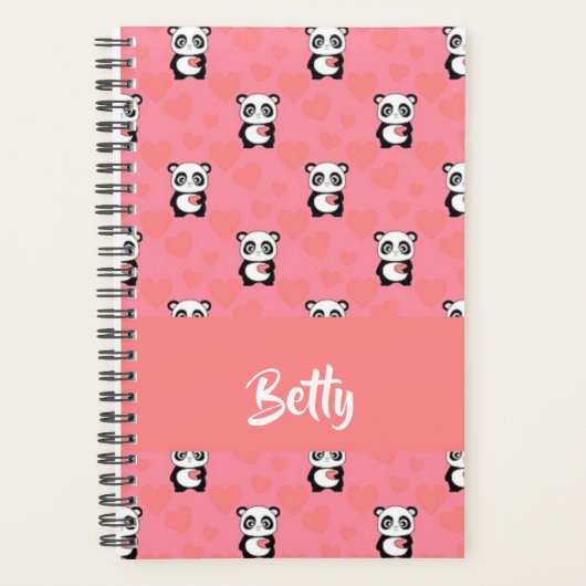 Panda beren houden van roze motief planner (Voorkant)