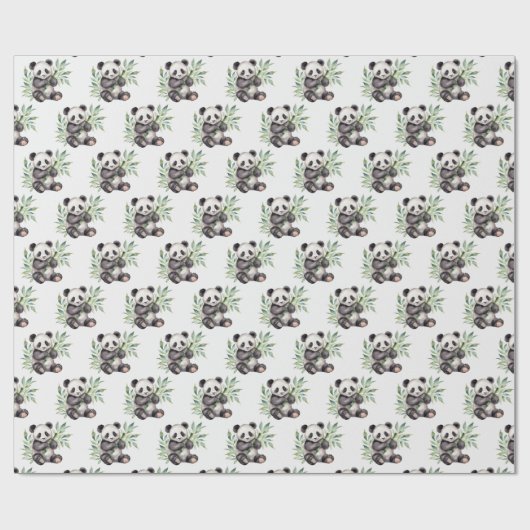 Panda Beren in bamboe bladeren Cadeaupapier (Vlak)
