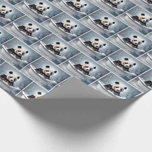 Panda Beren in bubbelbad Cadeaupapier (Hoek)