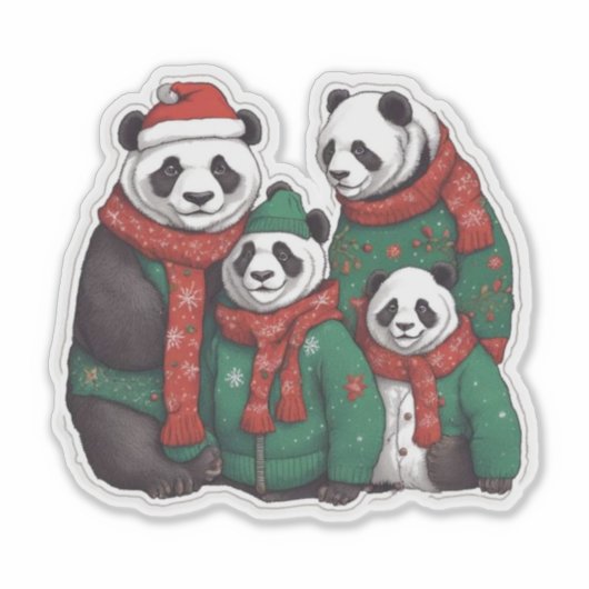 Panda Beren in truien Sticker (Voorkant)