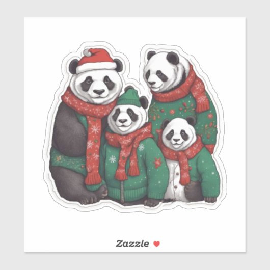 Panda Beren in truien Sticker (Vel)