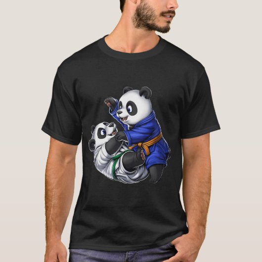 Panda Beren Jiu-Jitsu Worstelaars T-shirt (Voorkant)