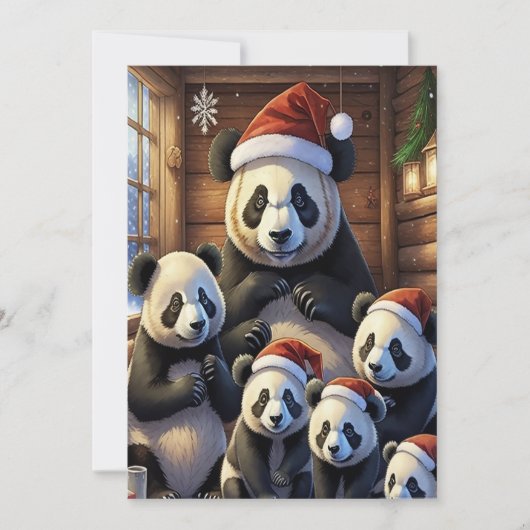 Panda Beren Kerst Kaart (Voorkant)