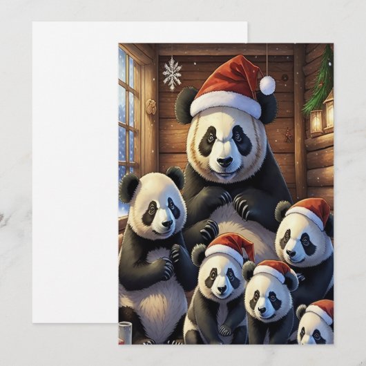 Panda Beren Kerst Kaart (Voorkant / Achterkant)