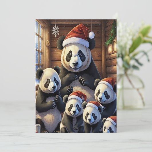 Panda Beren Kerst Kaart (Staand voorkant)