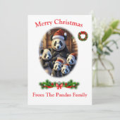 Panda Beren Kerst Kaarten (Staand voorkant)