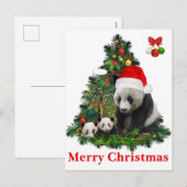 Panda beren Kerstmis Feestdagenkaart (Voorkant / Achterkant)