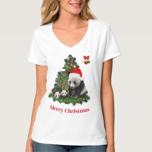 Panda Beren Kerstmis T-shirt (Voorkant)
