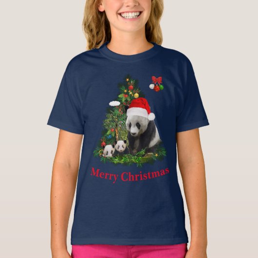 Panda beren Kerstmis T-Shirt (Voorkant)